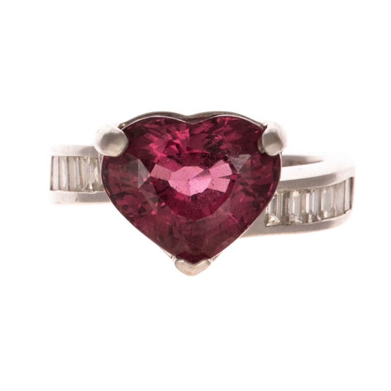 18k White Gold Rhodolite Garnet and Diamond Ring