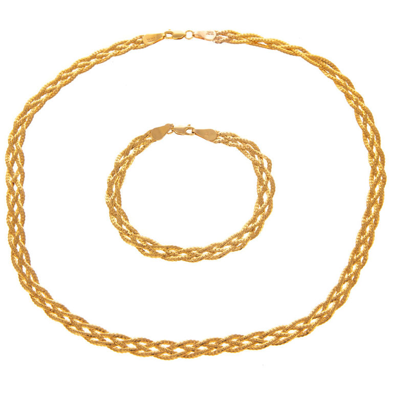14k Yellow Gold Necklace and Bracelet