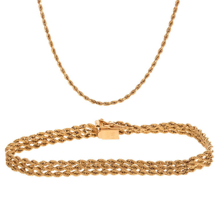 14k Yellow Gold Bracelet and Necklace
