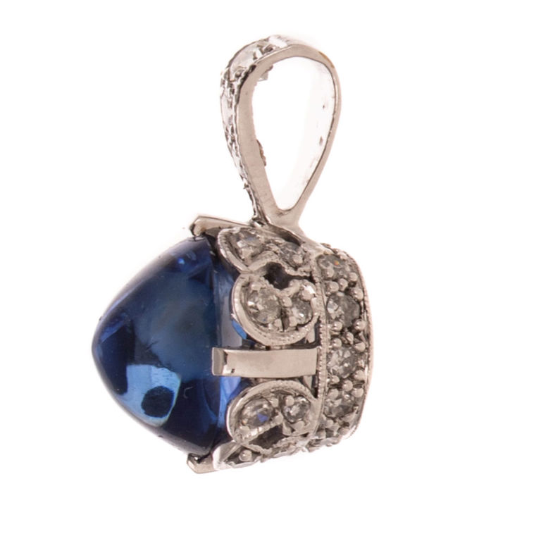 18k White Gold Sapphire and Diamond Pendant