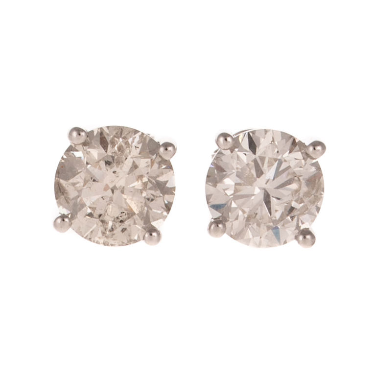 14k White Gold Diamond Stud Earrings