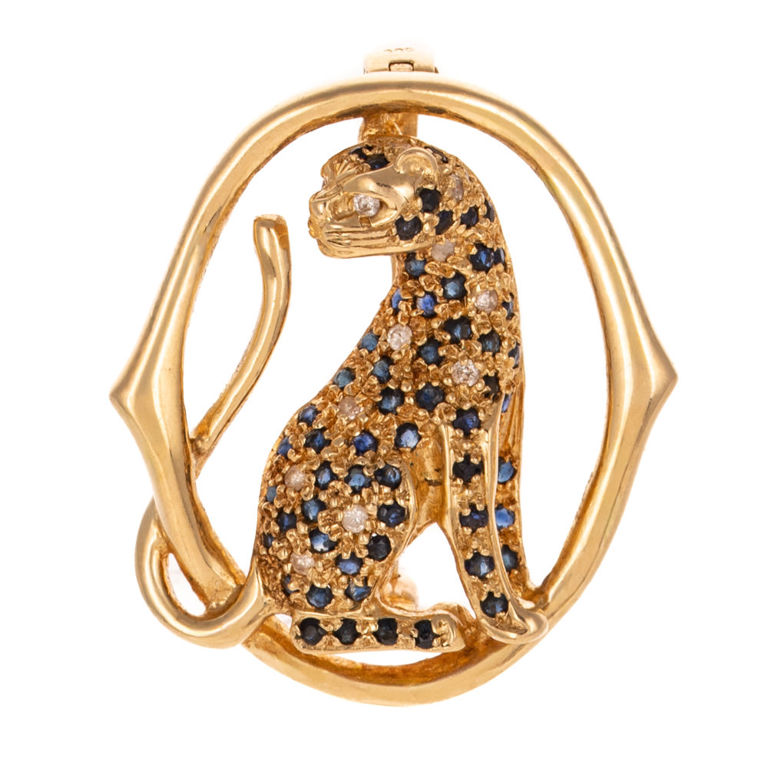 14k Gold Sapphire and Diamond Pendant/Brooch
