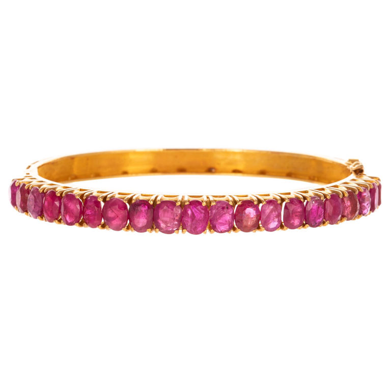 20k Yellow Gold Ruby Bangle Bracelet