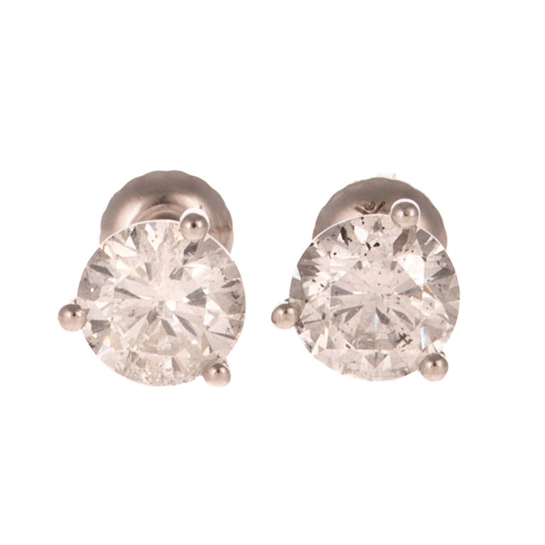 14k White Gold Diamond Stud Earrings