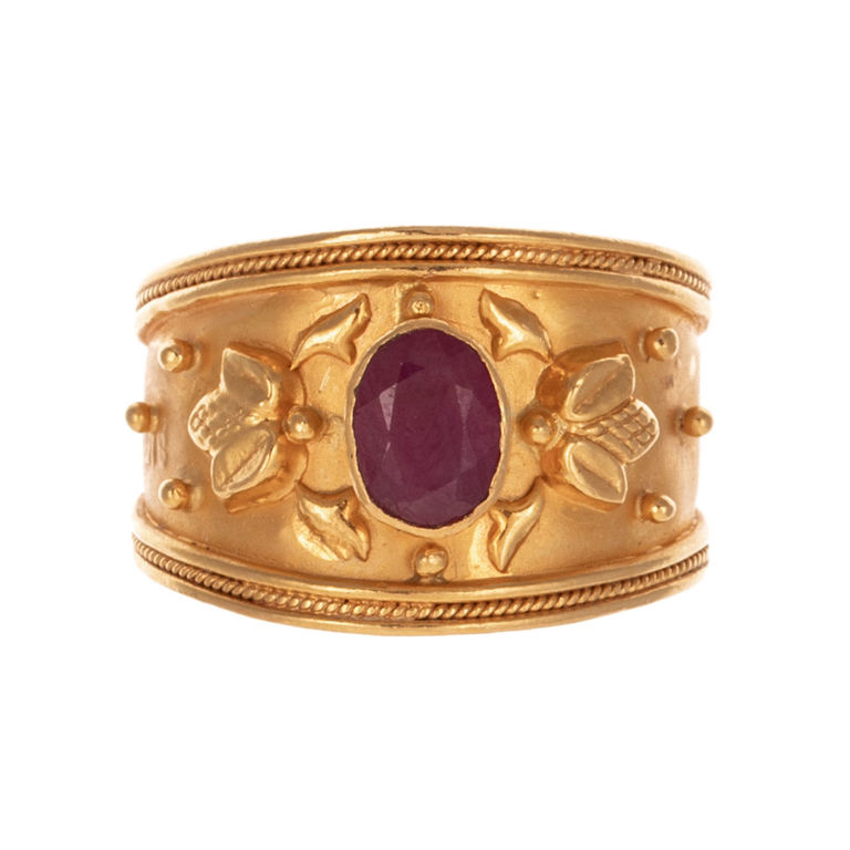 22k Yellow Gold Ruby Band Ring