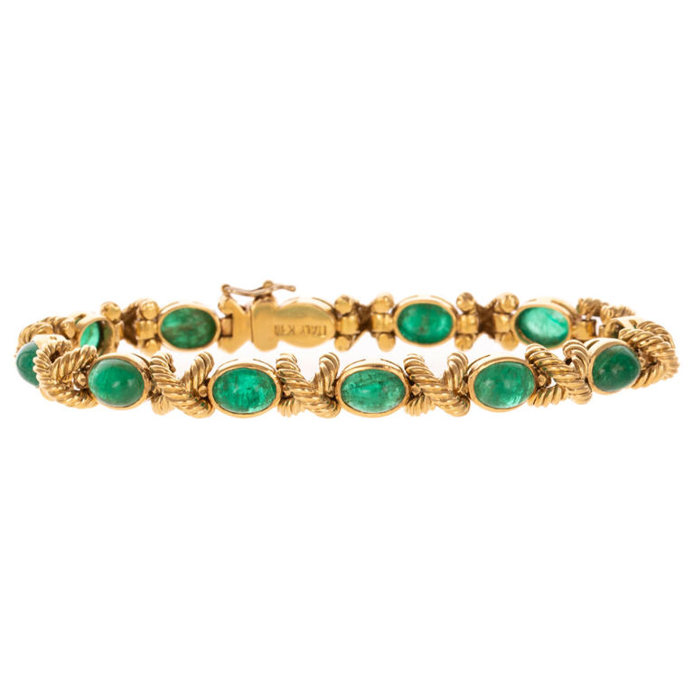 18k Yellow Gold Emerald Bracelet