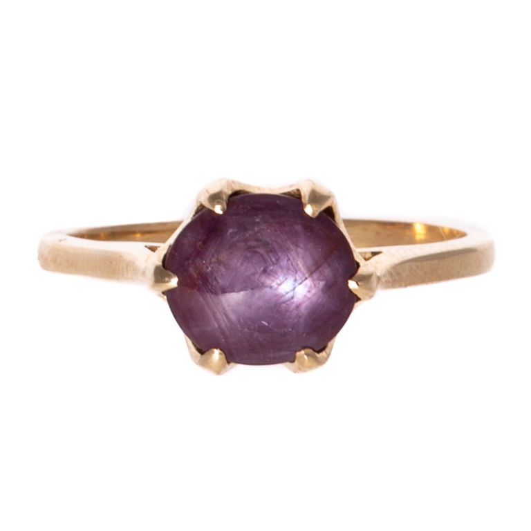 14k Yellow Gold Star Ruby Ring