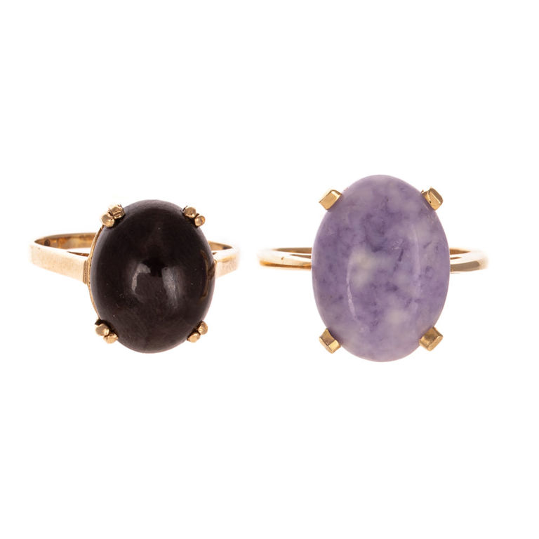 Two 14k Yellow Gold Gemstone Rings