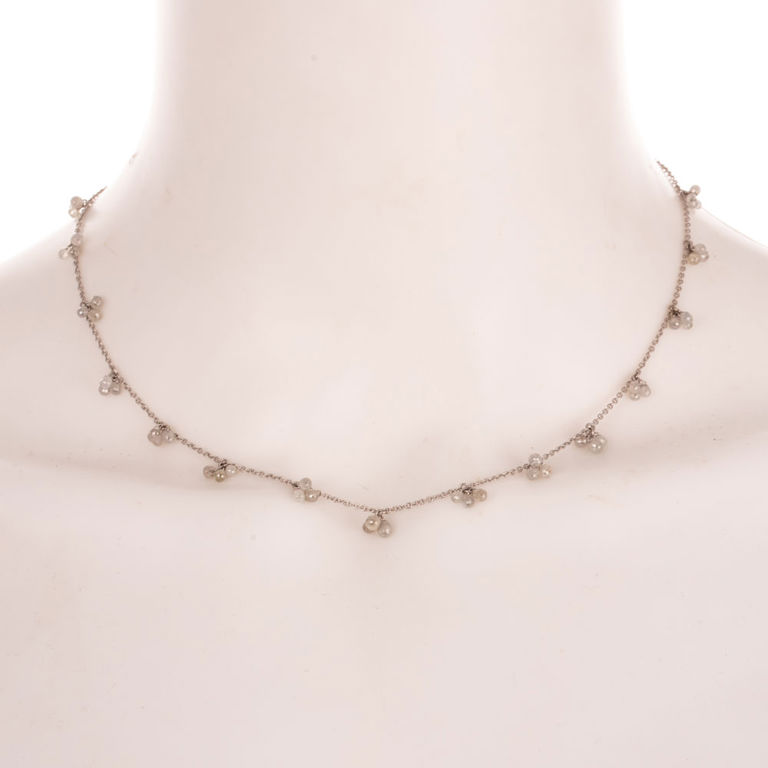 18k White Gold Diamond Bib Necklace