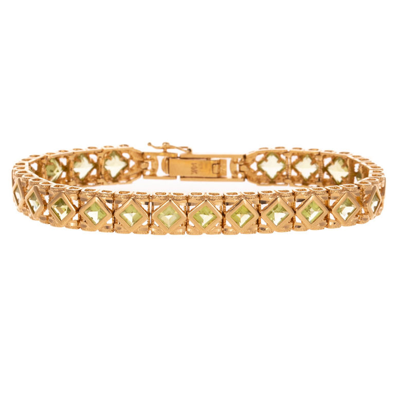 14k Yellow Gold Peridot Link Bracelet