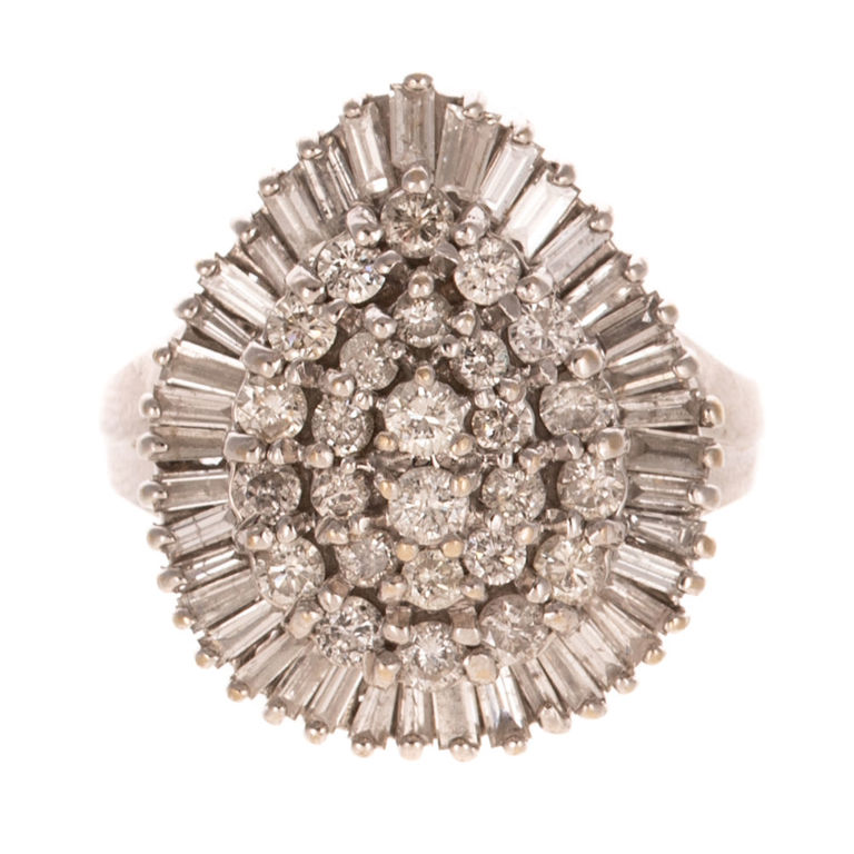 14k White Gold Diamond Ballerina Ring