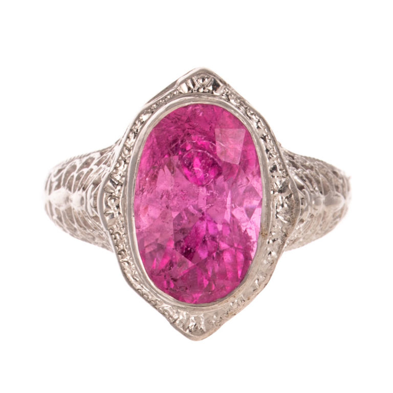 14k White Gold Pink Tourmaline Ring