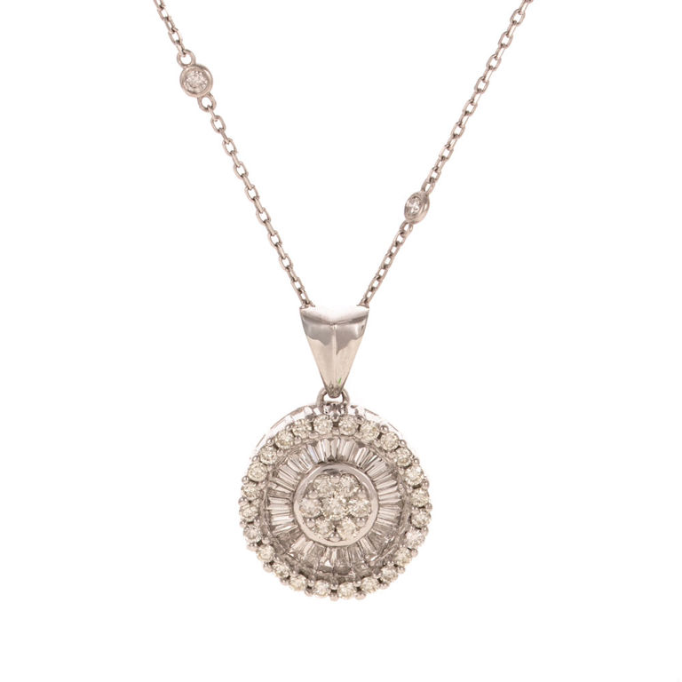 14k White Gold Diamond Pendant Necklace