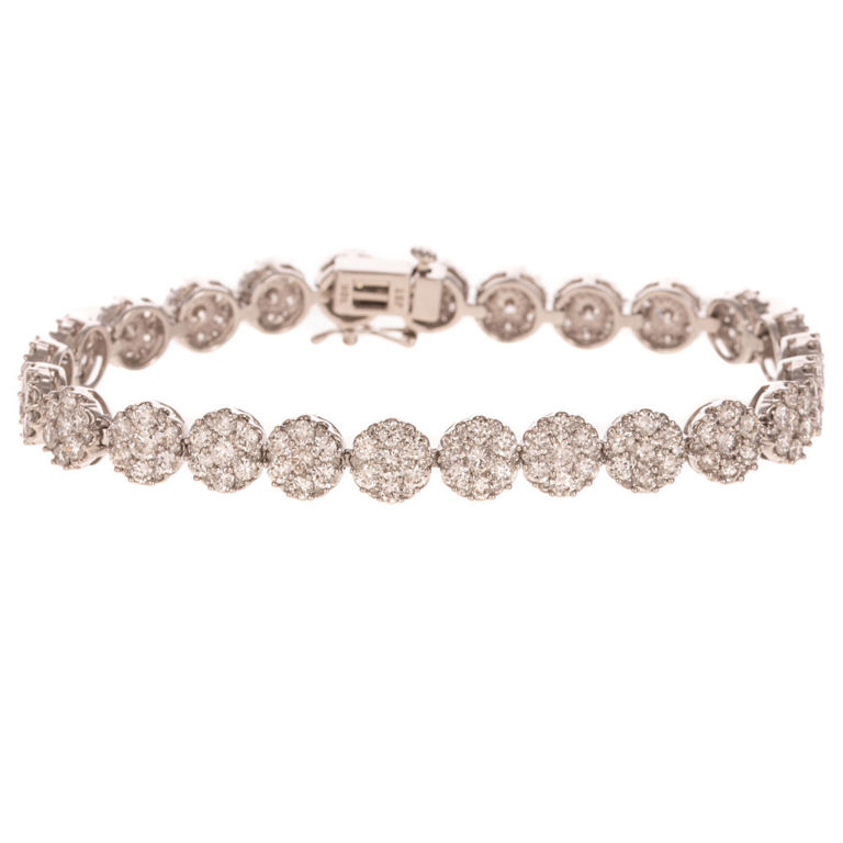 10k White Gold Diamond Line Bracelet