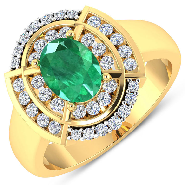 14k Gold Emerald and Diamond Ring
