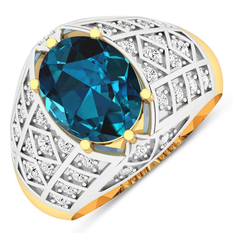 14k Gold Topaz and Diamond Ring