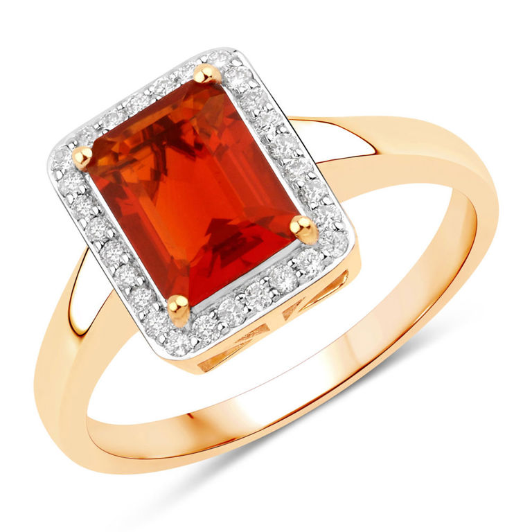 14k Yellow Gold Opal and Diamond Ring