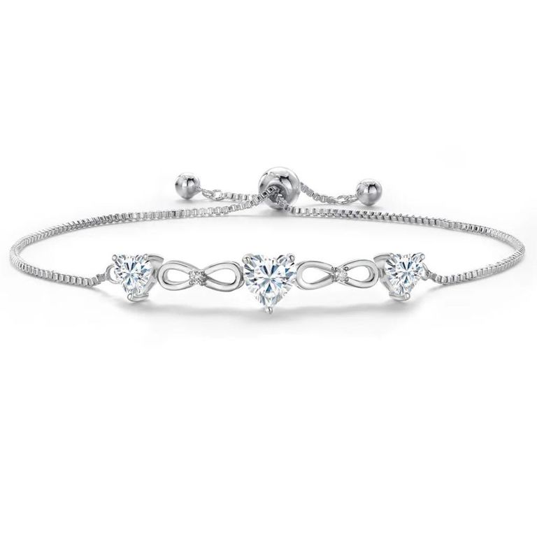 Rhodium Plated Moissanite Bracelet