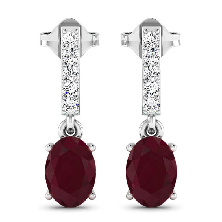 14k White Gold Ruby and Diamond Earrings