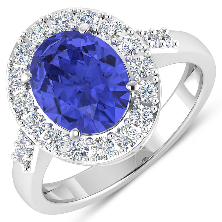 14k White Gold Tanzanite and Diamond Ring