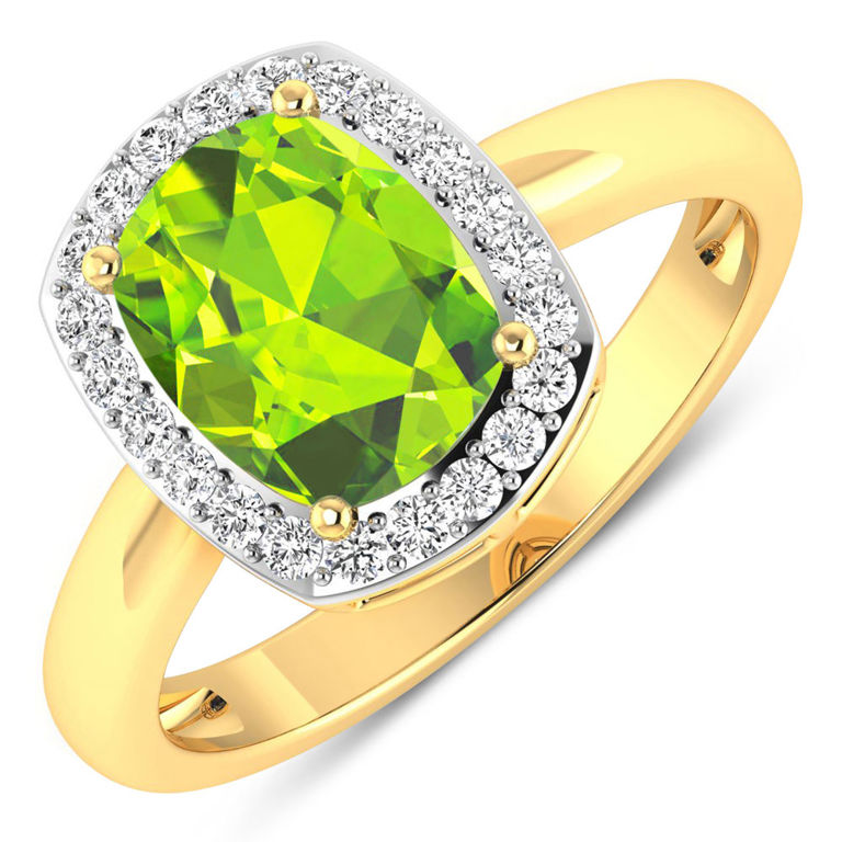 14k Gold Peridot and Diamond Ring
