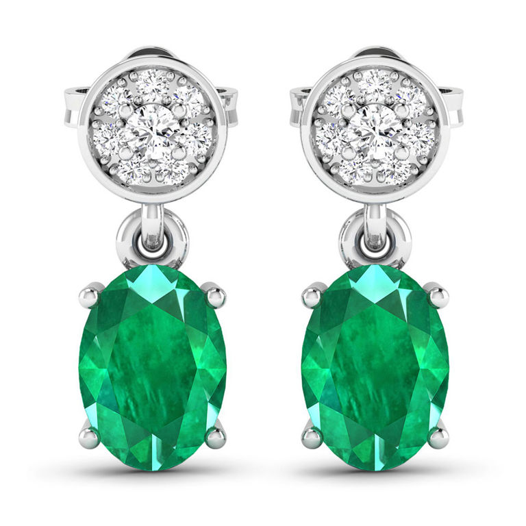 14k Gold Emerald and Diamond Earrings