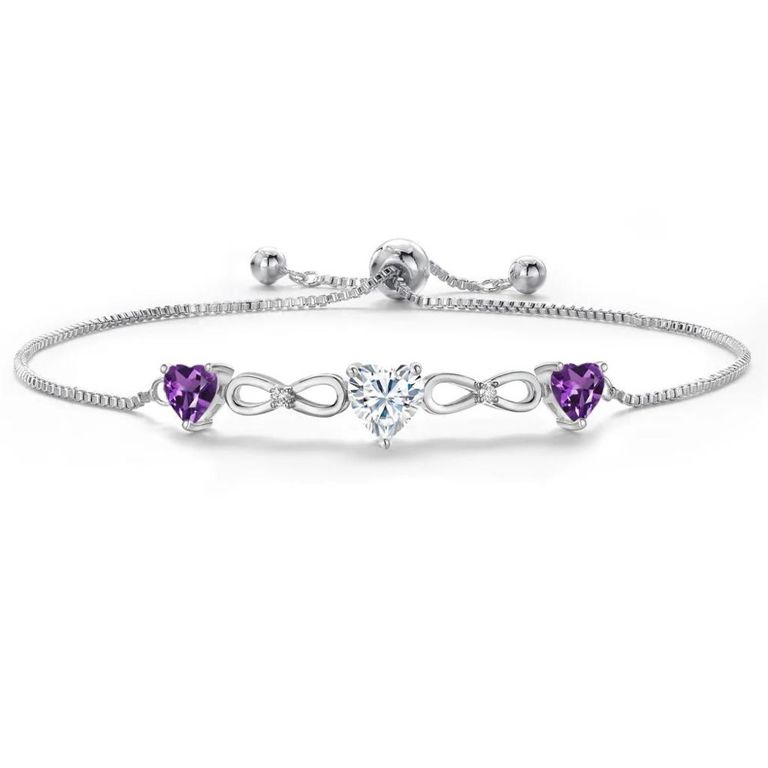 Moissanite and Amethyst Bracelet