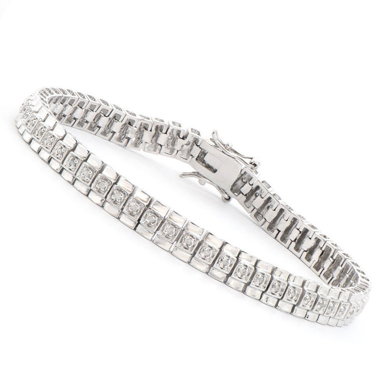 Rhodium Plated Diamond Bracelet