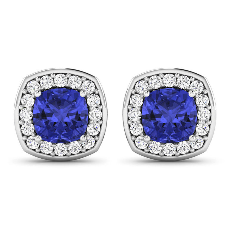 14k Gold Tanzanite and Diamond Earrings