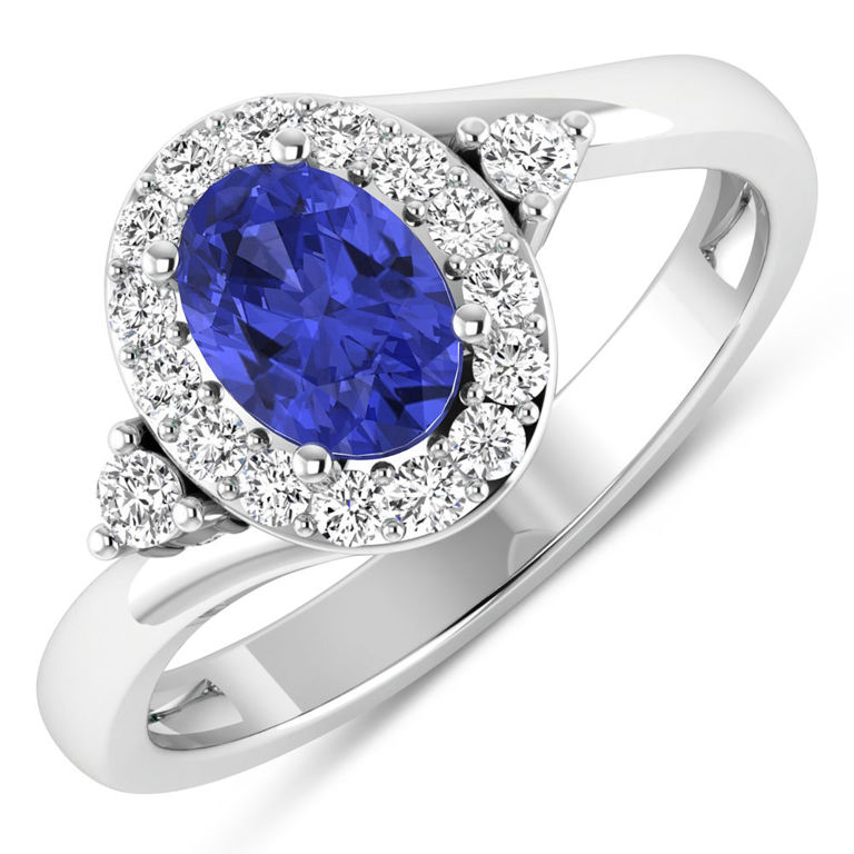 14k White Gold Tanzanite and Diamond Ring