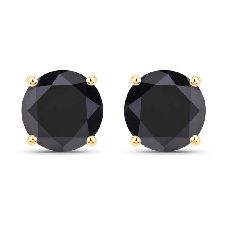 14k Yellow Gold Black Diamond Earrings