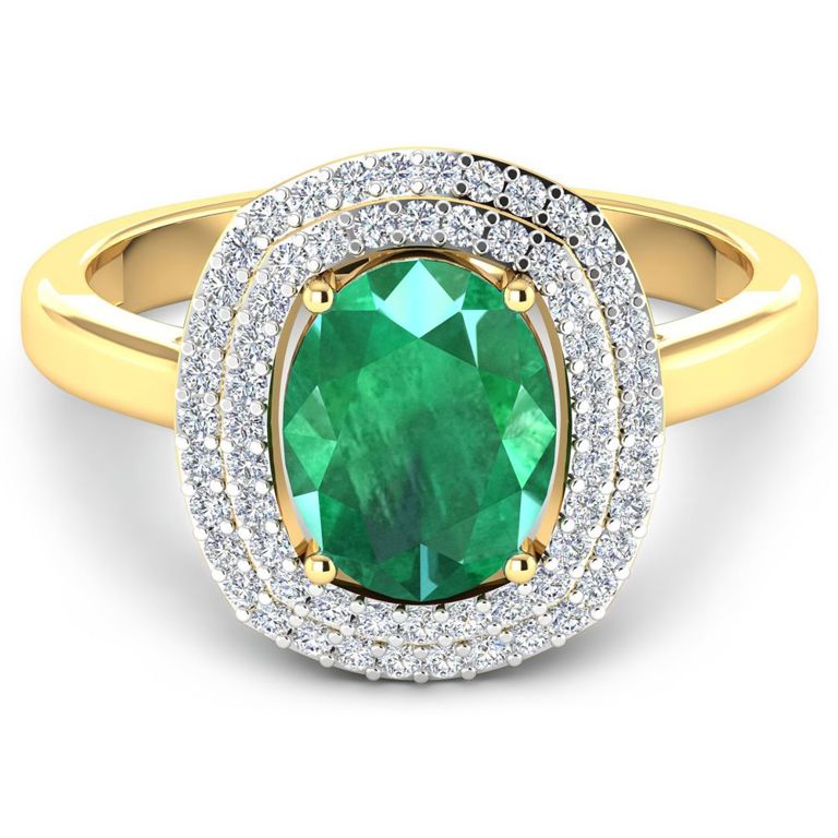 14k Gold Emerald and Diamond Ring