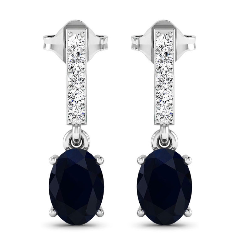 14k White Gold Sapphire and Diamond Earrings