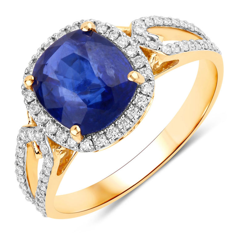 18k Yellow Gold Sapphire and Diamond Ring