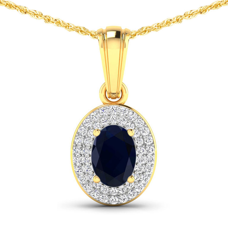 14k Gold Sapphire and Diamond Pendant