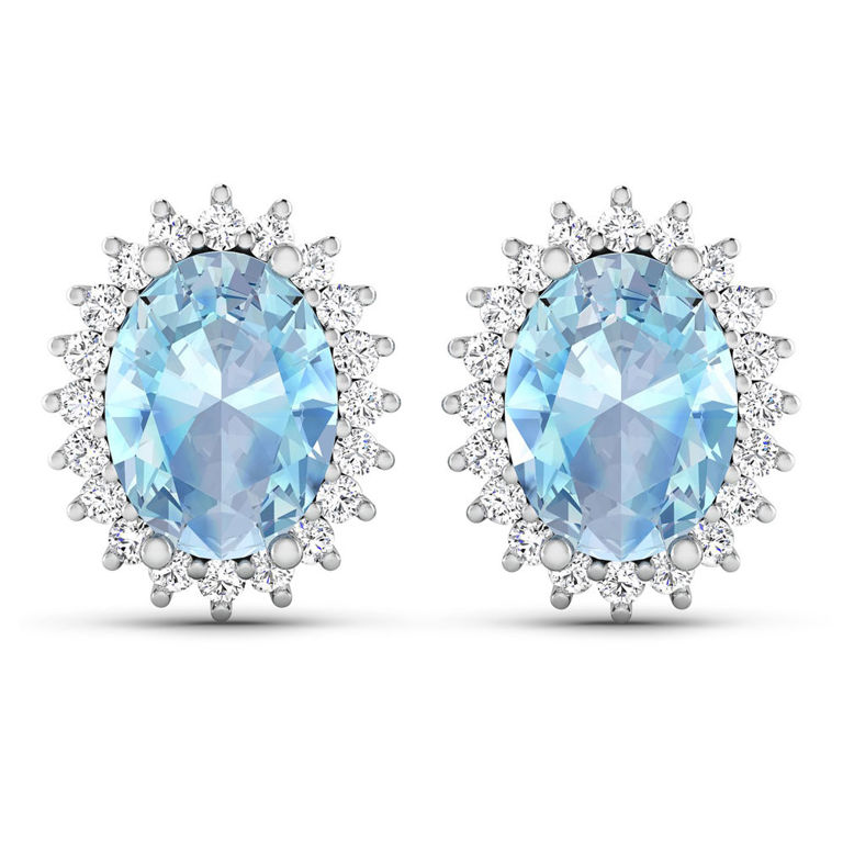 14k Gold Aquamarine and Diamond Earrings