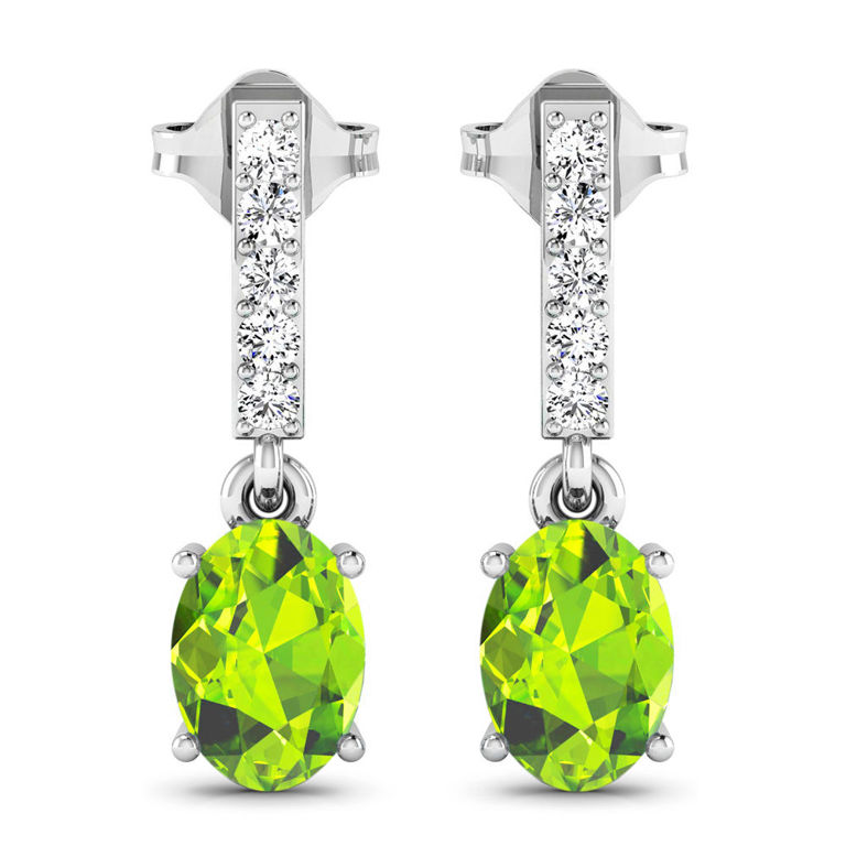 14k Gold Peridot and Diamond Earrings