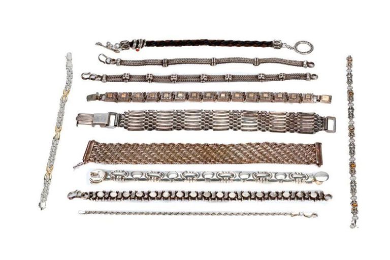 Set of 11 Silver Bracelets