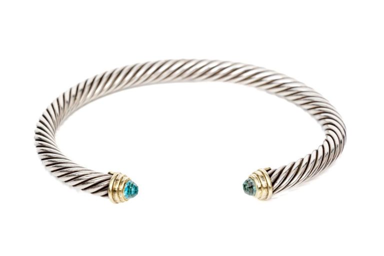 Sterling Silver Blue Topaz Cable Bracelet