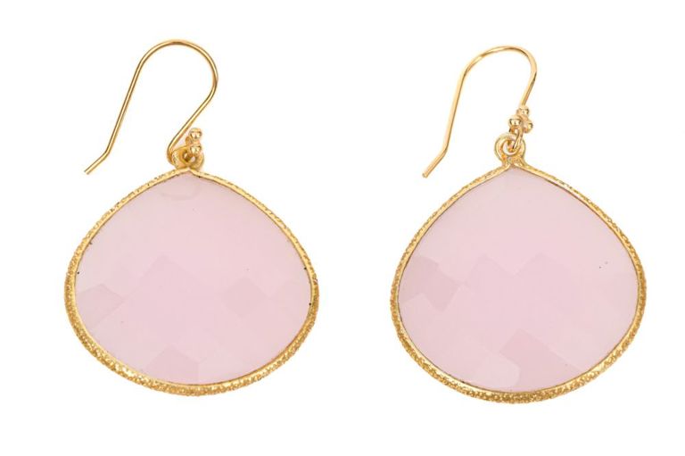 Sterling Silver Vermeil Pink Glass Drop Earrings