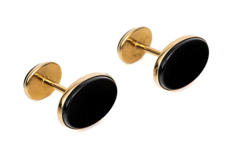 14k Yellow Gold Onyx Cufflinks