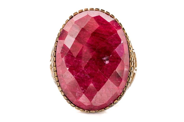 Sterling Silver Synthetic Ruby Ring