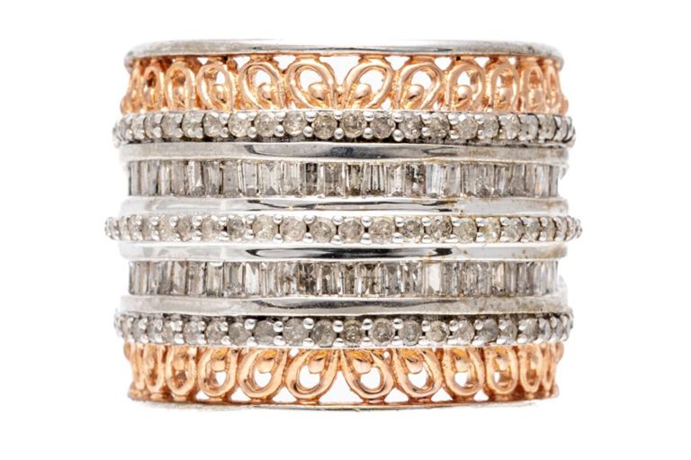 Sterling Silver and Rose Vermeil Diamond Band Ring