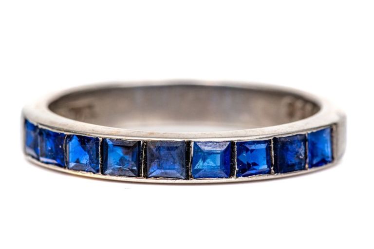 14k White Gold Sapphire Band Ring