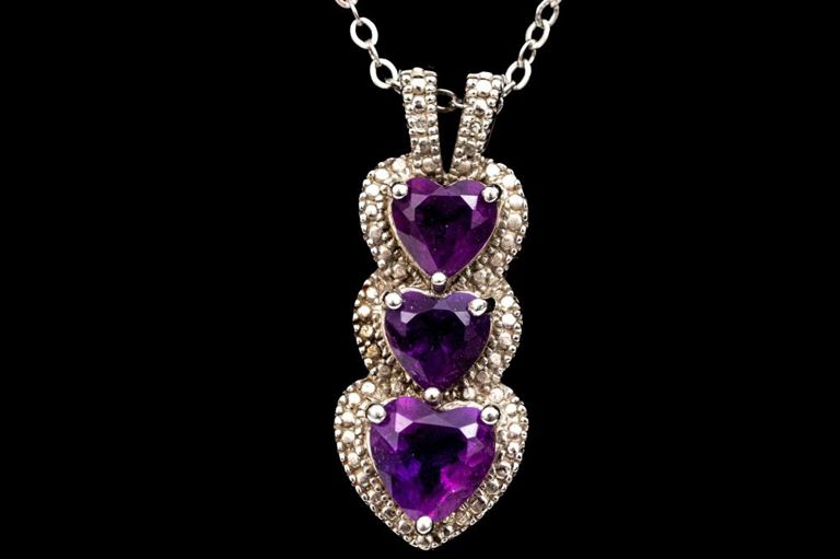 Amethyst and Diamond Pendant Necklace