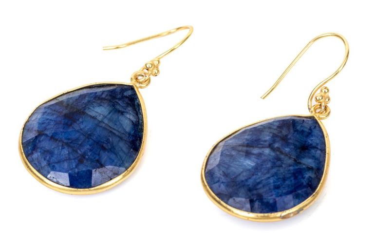 Sterling Silver Vermeil Sapphire Drop Earrings