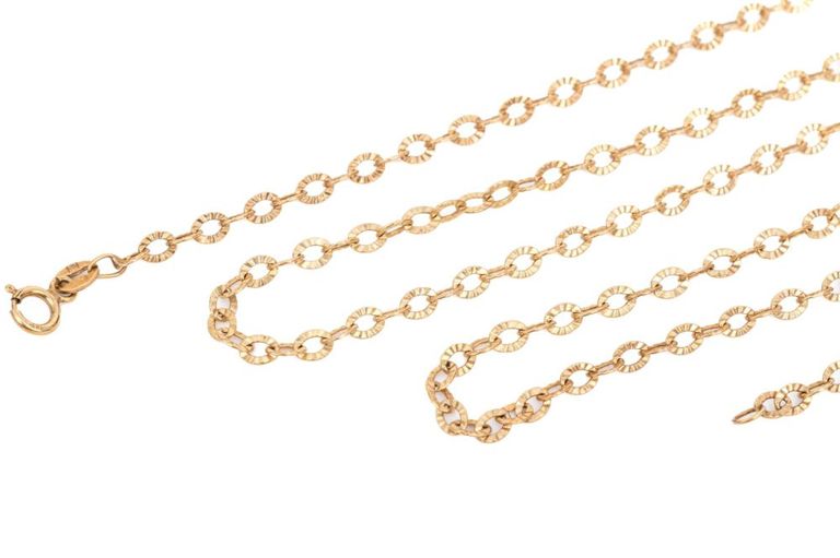 14k Gold Patterned Chain Necklace