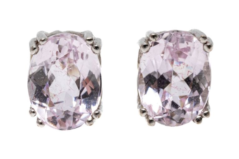 14k White Gold Amethyst Stud Earrings