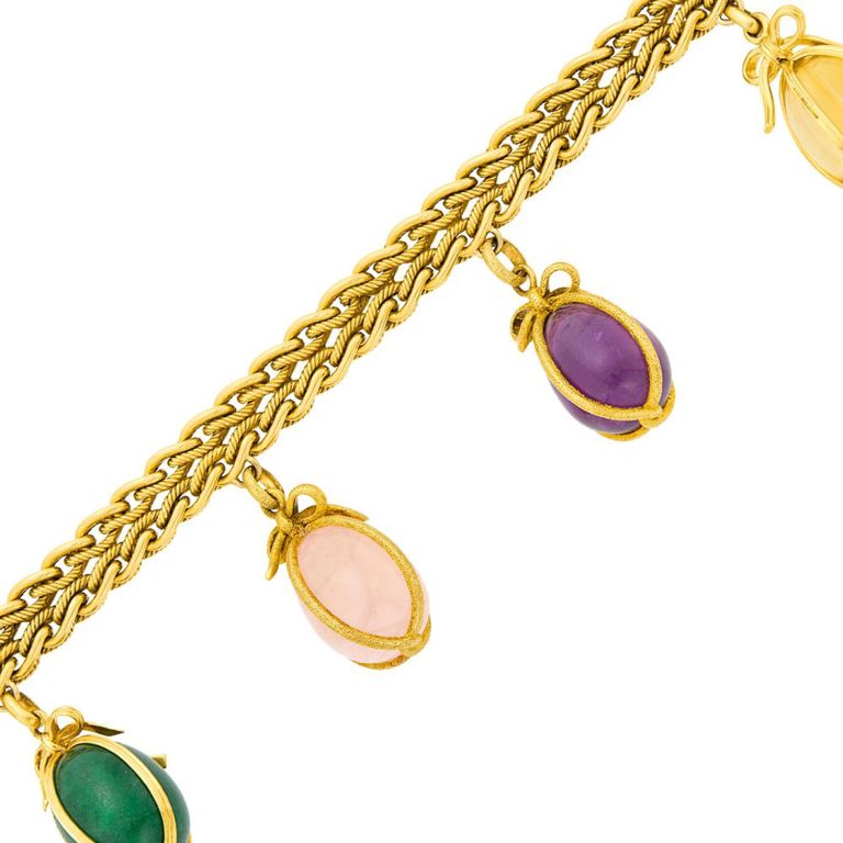 18k Gold Stone Charm Bracelet