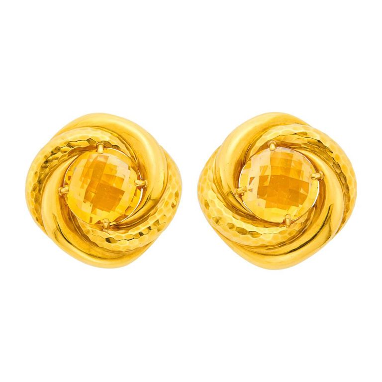 18k Gold Citrine Earrings